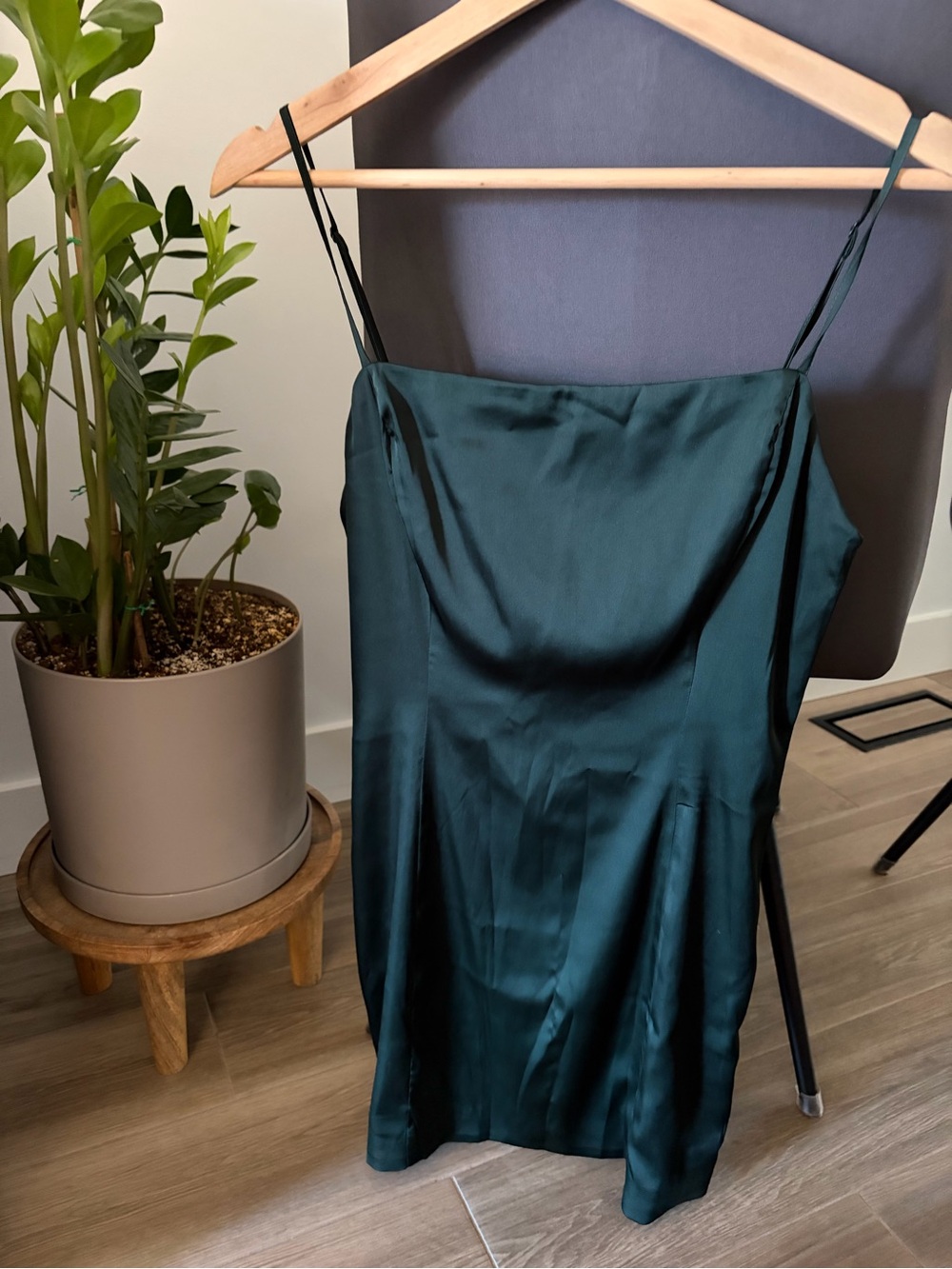 Sunday Best Satin Slip Dress in Teal Green